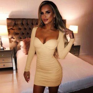 Long Sleeve Rushed Short Gown